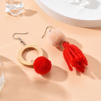 Fashion Autumn And Winter Fur Ball Asymmetric Tassel Earrings Wholesale main image 1