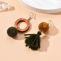 Fashion Autumn And Winter Fur Ball Asymmetric Tassel Earrings Wholesale main image 4