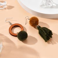 Fashion Autumn And Winter Fur Ball Asymmetric Tassel Earrings Wholesale sku image 1