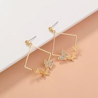 Fashion Geometric Butterfly Alloy Plating Artificial Rhinestones Earrings 1 Pair main image 4