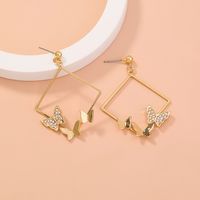 Fashion Geometric Butterfly Alloy Plating Artificial Rhinestones Earrings 1 Pair main image 2