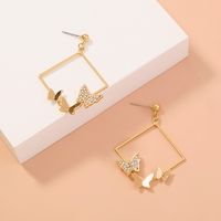 Fashion Geometric Butterfly Alloy Plating Artificial Rhinestones Earrings 1 Pair main image 1