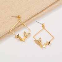 Fashion Geometric Butterfly Alloy Plating Artificial Rhinestones Earrings 1 Pair main image 3