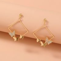 Fashion Geometric Butterfly Alloy Plating Artificial Rhinestones Earrings 1 Pair main image 5
