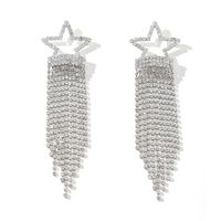 Shiny Pentagram Alloy Tassel Artificial Diamond Earrings main image 5