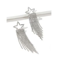 Shiny Pentagram Alloy Tassel Artificial Diamond Earrings sku image 1