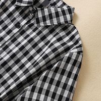 Casual Lattice Shirt Collar Short Sleeve Button Cotton And Linen Dresses Shirt Dress main image 3