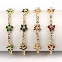 Women's Fashion Flower Copper Bracelets Plating Inlaid Zircon Zircon Copper Bracelets main image 1