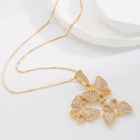 New Fashion Creative Inlaid Zircon Butterfly Wings Necklace main image 3