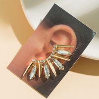 Sweet Alloy Geometric Pattern Ear Studs Daily Electroplating Rhinestone Clip&cuff Earrings 1 Piece main image 4