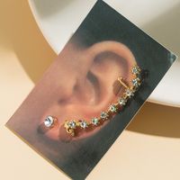 Sweet Alloy Geometric Pattern Ear Studs Daily Electroplating Rhinestone Clip&cuff Earrings 1 Piece main image 2