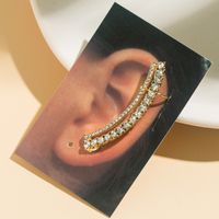 Sweet Alloy Geometric Pattern Ear Studs Daily Electroplating Rhinestone Clip&cuff Earrings 1 Piece main image 3