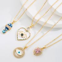 Novelty Design Alloy Heart Shape Necklace Daily Electroplating Rhinestone Copper Necklaces 1 Piece main image 1