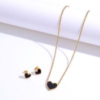 Unisex Simple Style Heart Shape Copper Earrings Necklace Gold Plated Jewelry Sets main image 5