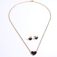 Unisex Simple Style Heart Shape Copper Earrings Necklace Gold Plated Jewelry Sets main image 4