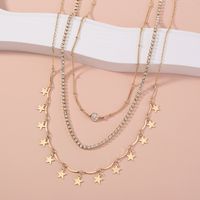 Wholesale Jewelry Fashion Pentagram Tassel Iron Zircon Plating Necklace main image 4