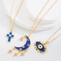 Novelty Design Alloy Moon Necklace Daily Electroplating Rhinestone Copper Necklaces 1 Piece main image 1