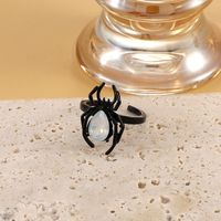 Gothic Spider Alloy Plating Rhinestones Couple Ring main image 5