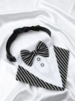 Fashion Creative Dog Striped White Black Bow Scarf Saliva Towel main image 1