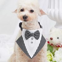 Fashion Creative Dog Striped White Black Bow Scarf Saliva Towel main image 2