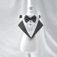 Fashion Creative Dog Striped White Black Bow Scarf Saliva Towel main image 3