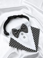 Fashion Creative Dog Striped White Black Bow Scarf Saliva Towel sku image 1