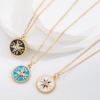 Retro Alloy Compass Necklace Daily Electroplating Copper Necklaces 1 Piece main image 1