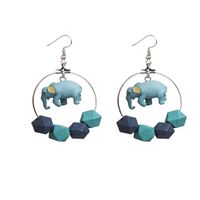 Women's Retro Animal Elephant Synthetic Resin Earrings Beaded Splicing No Inlaid Earrings main image 4