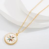 Retro Alloy Compass Necklace Daily Electroplating Copper Necklaces 1 Piece sku image 1