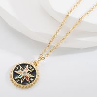 Retro Alloy Compass Necklace Daily Electroplating Copper Necklaces 1 Piece sku image 2