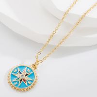 Retro Alloy Compass Necklace Daily Electroplating Copper Necklaces 1 Piece sku image 3