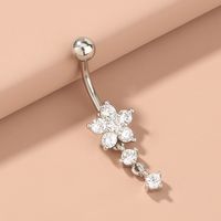1 Piece Belly Rings Sexy Flower 304 Stainless Steel Copper Diamond Rhinestones main image 4