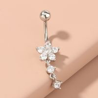 1 Piece Belly Rings Sexy Flower 304 Stainless Steel Copper Diamond Rhinestones main image 1