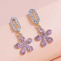 Women's Sweet Flower Alloy Rhinestone Ear Studs Artificial Rhinestones Earrings main image 1