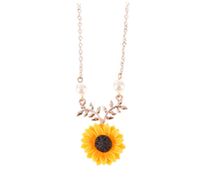 Frau Mode Sonnenblumen Legierung Halskette Mit Anhänger Eingelegte Perlen Künstliche Perlen Halsketten sku image 3