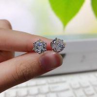 Women's Shiny Round Brass Earrings Plating Artificial Diamond Stud Earrings 1 Set main image 3
