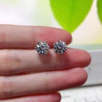 Women's Shiny Round Brass Earrings Plating Artificial Diamond Stud Earrings 1 Set main image 2