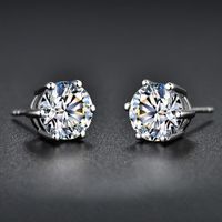 Women's Shiny Round Brass Earrings Plating Artificial Diamond Stud Earrings 1 Set main image 1