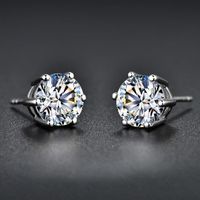 Women's Shiny Round Brass Earrings Plating Artificial Diamond Stud Earrings 1 Set main image 4