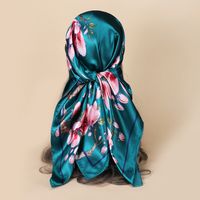 Elegant Flower Satin Printing Silk Scarves main image 1