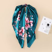 Elegant Flower Satin Printing Silk Scarves main image 4