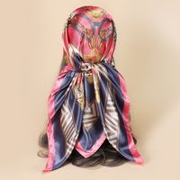 Elegant Flower Satin Printing Silk Scarves sku image 2