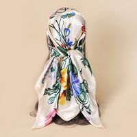 Elegant Flower Satin Printing Silk Scarves main image 1