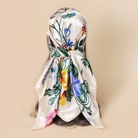 Elegant Flower Satin Printing Silk Scarves sku image 4