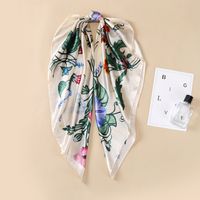 Elegant Flower Satin Printing Silk Scarves main image 3