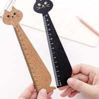 Cute Cartoon Cat Shape Solid Color Solid Wood Ruler Measuring Scale Student main image 5