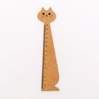 Cute Cartoon Cat Shape Solid Color Solid Wood Ruler Measuring Scale Student sku image 1