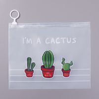 File Transparent Frosted Cactus Large Capacity Student Stationery Pencil Case sku image 1