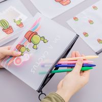 File Transparent Frosted Cactus Large Capacity Student Stationery Pencil Case main image 2