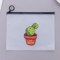 File Transparent Frosted Cactus Large Capacity Student Stationery Pencil Case sku image 2